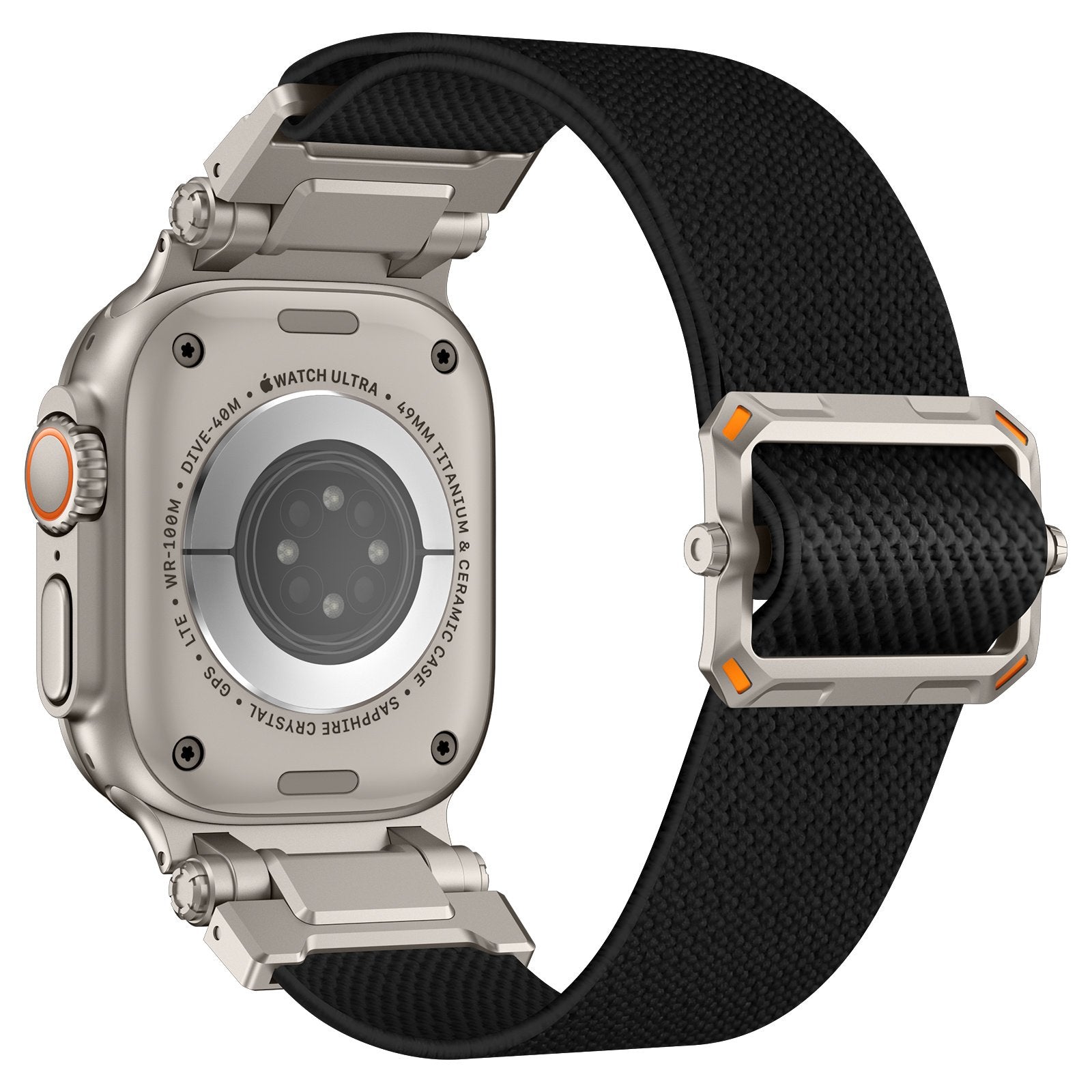 Correa poliéster 'Explorer' Apple Watch Ultra (negro con titanio)