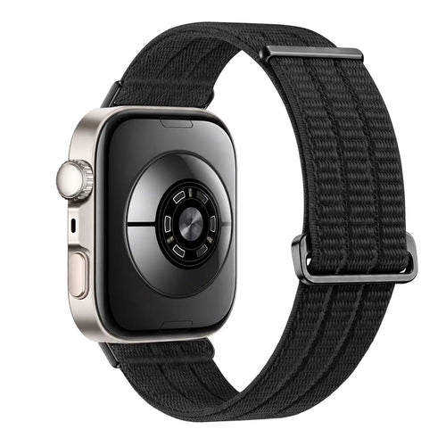 Nylon Air Strap, black, on a watch, 3/4 rear view