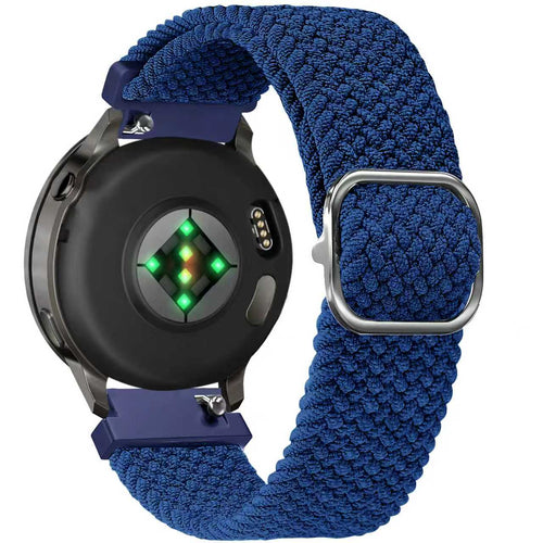 Braided Nylon Strap, blue, on a watch, 3/4 rear view