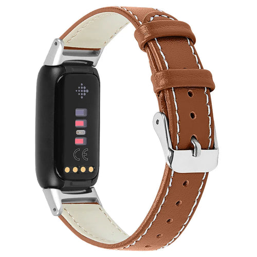 Modern Leather Strap, brown, on a watch, 3/4 rear view