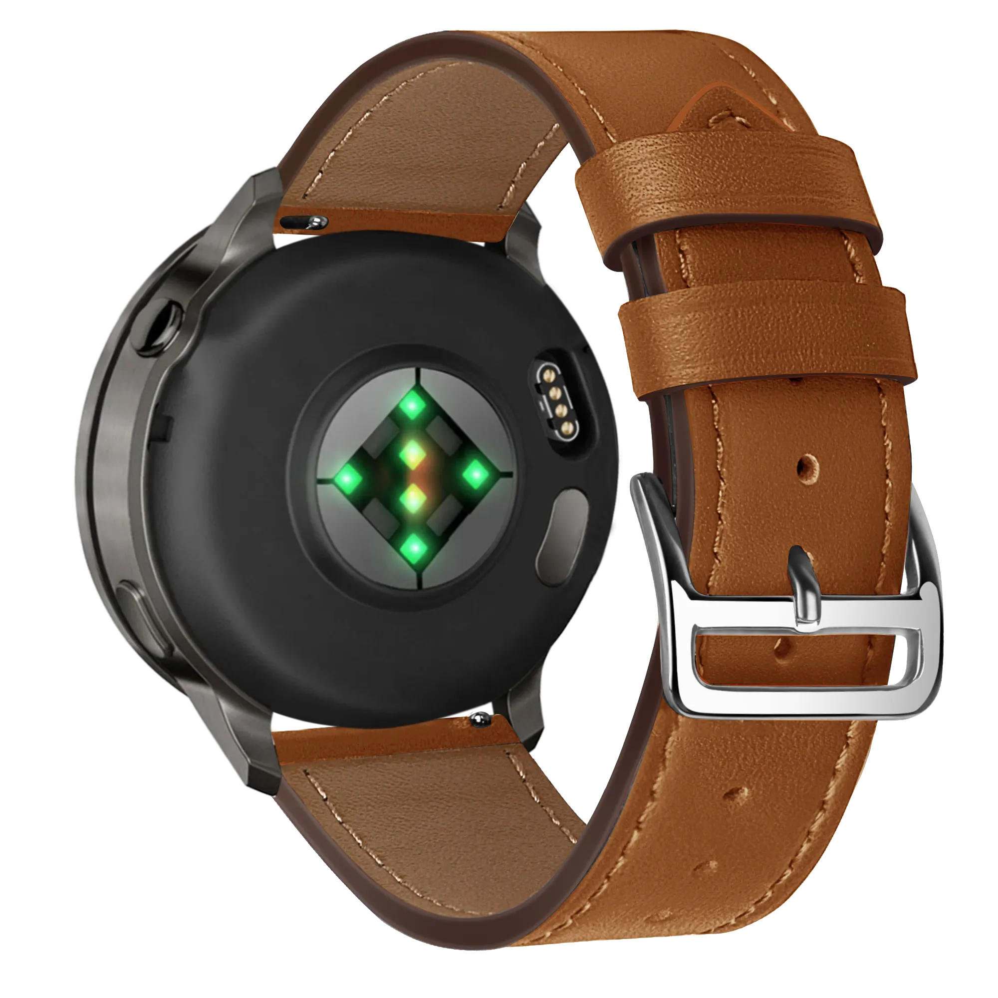 Bandz Garmin Forerunner 265s Leather Strap 'Deluxe' (Brown)