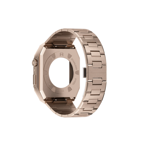 Reqior Funda con correa de acero 'Nautilus' Apple Watch 45mm (rosa dorado)