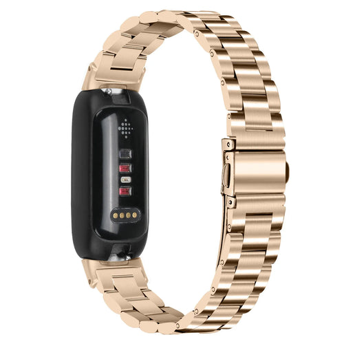 Steel Strap, champagne, on a watch, 3/4 rear view