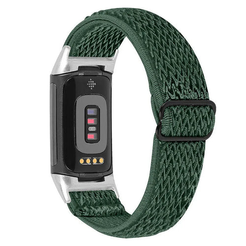 Nylon Elastic Strap, green, on a watch, 3/4 rear view