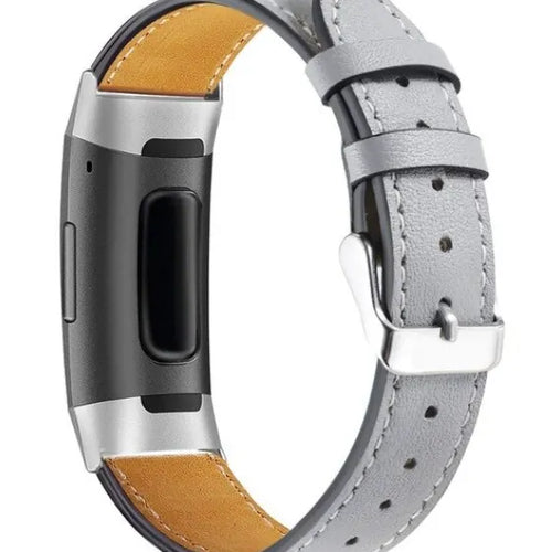 Modern Leather Strap, grey, on a watch, 3/4 rear view