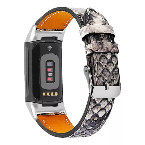 Modern Leather Strap, sneaky snake, on a watch, 3/4 rear view