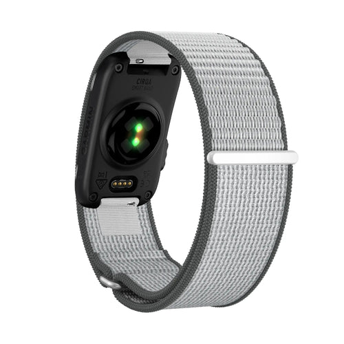Nylon Strap for Biceps, grey/white, on a watch, 3/4 rear view