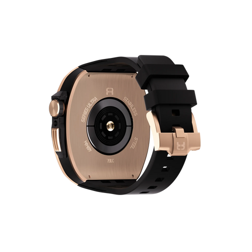 Reqior Funda de polímero y metal con correa de goma Apple Watch 45mm (rosa dorado)