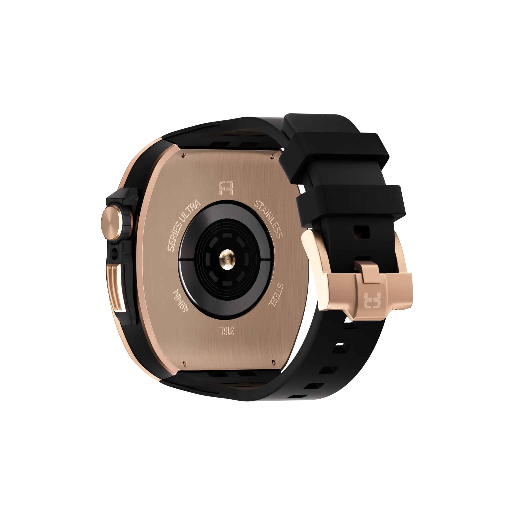 Reqior Funda de polímero y metal con correa de goma Apple Watch 45mm (rosa dorado)