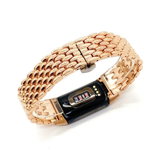 Steel Dragon Strap, rose gold, on a watch, 3/4 rear view