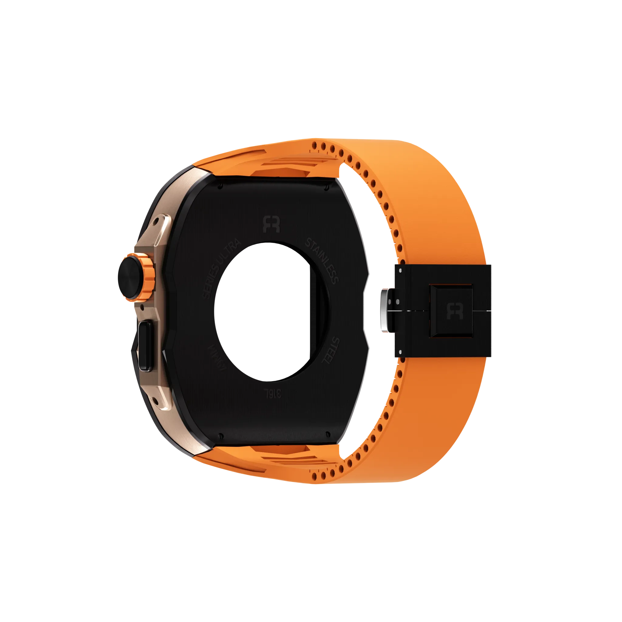 Reqior Funda con correa de goma Apple Watch Ultra (negro/naranja)