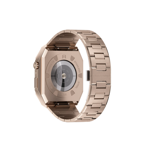 Reqior Funda con correa de acero 'Nautilus' Apple Watch 45mm (rosa dorado)
