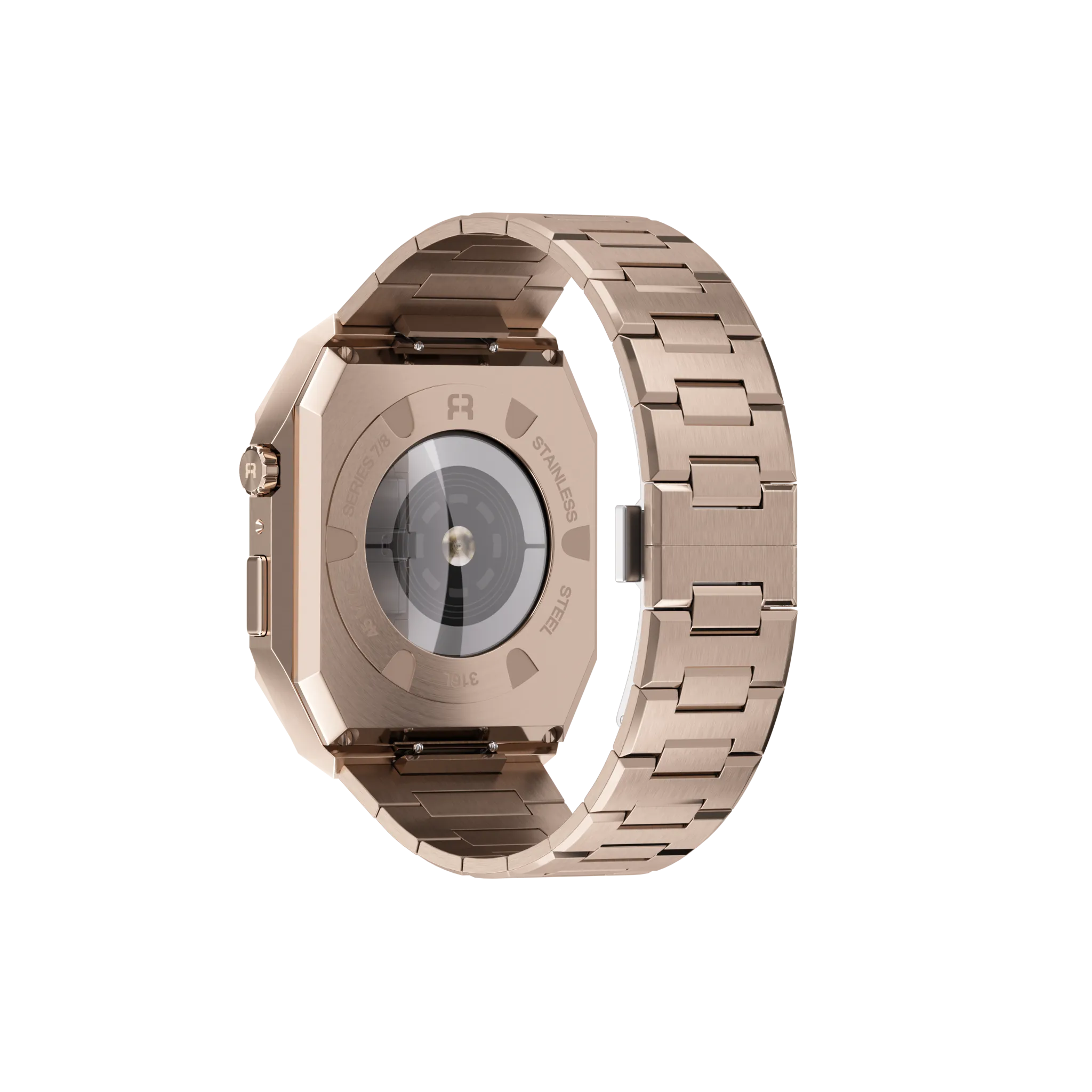 Reqior Funda con correa de acero 'Nautilus' Apple Watch 45mm (rosa dorado)