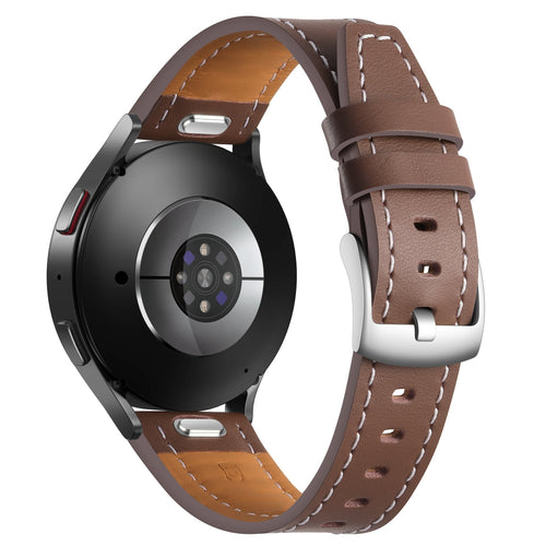 Samsung Galaxy Watch 5 - 44mm 'One Push' Leather Strap (Dark Brown)
