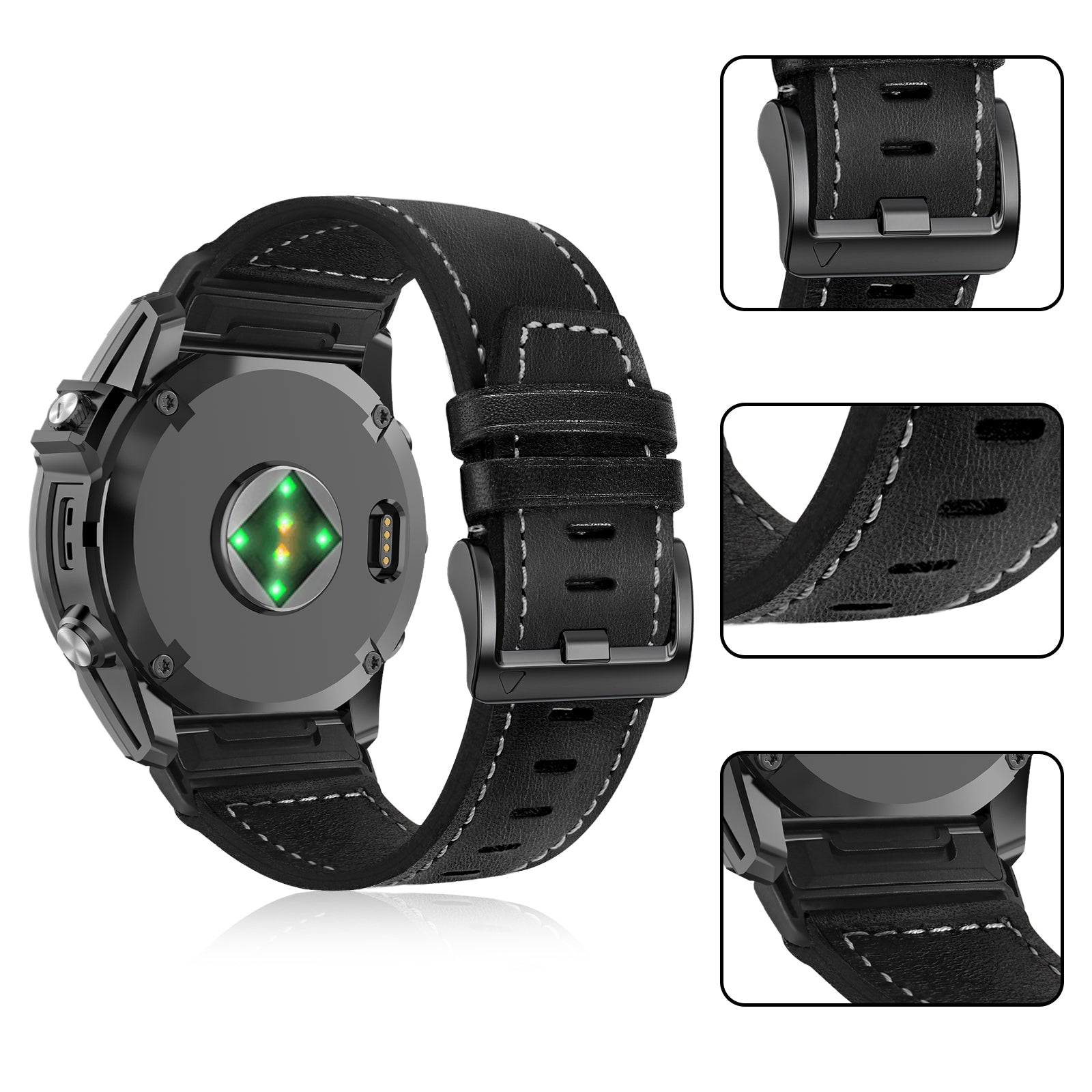 Correa cuero 'Premium' Garmin Fenix 8 - 47mm (negro)