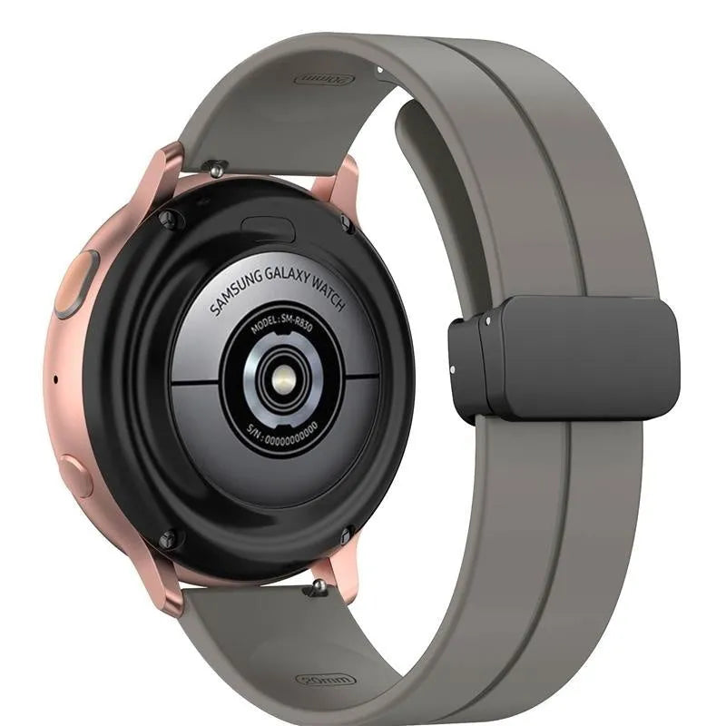 D-Buckle Silicone Strap, dark grey, on a watch, 3/4 rear view