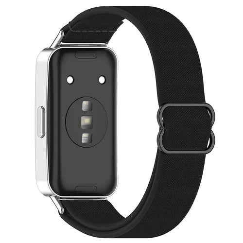 Nylon Elastic Strap, black, on a watch, 3/4 rear view