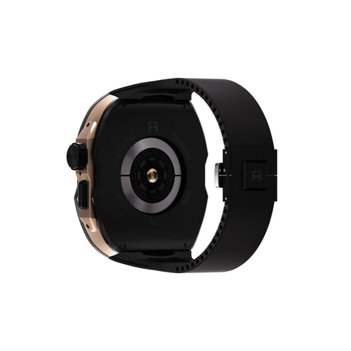 Reqior Funda con correa de goma Apple Watch Ultra (negro/rosa dorado)