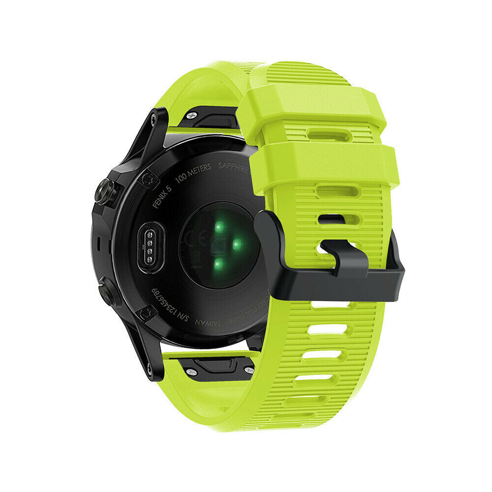 Silicone Strap, light green, on a watch, 3/4 rear view