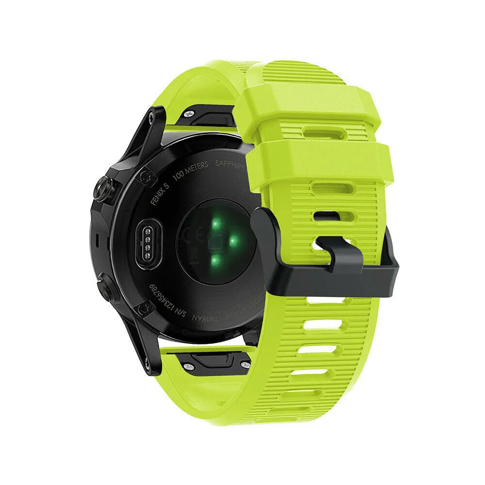 Silicone Strap, light green, on a watch, 3/4 rear view