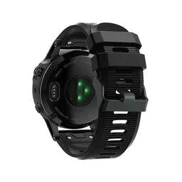 Silicone Strap, black, on a watch, 3/4 rear view