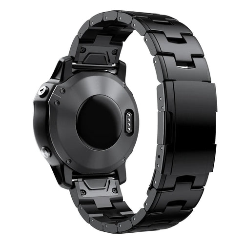 Titanium Strap, black, on a watch, 3/4 rear view