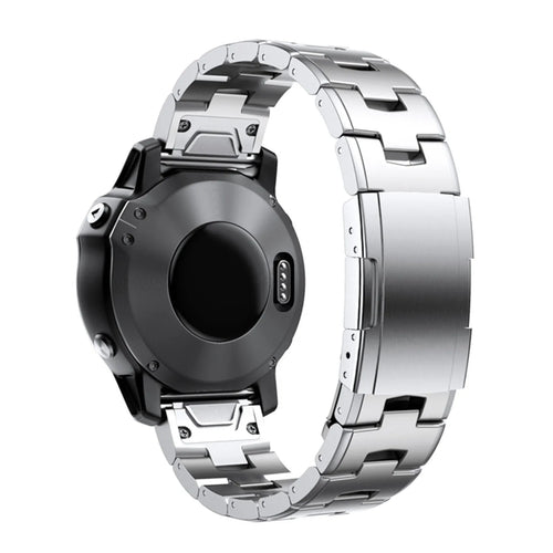 Titanium Strap, silver, on a watch, 3/4 rear view