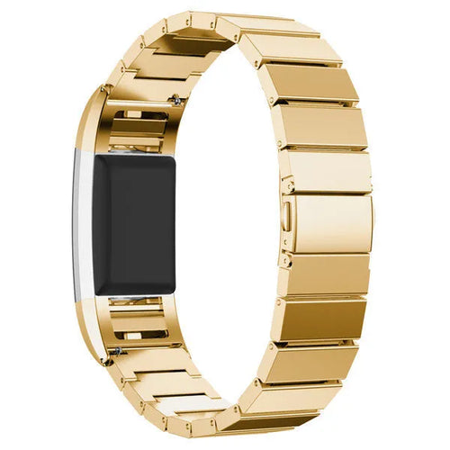 Metal Strap, gold, on a watch, 3/4 rear view