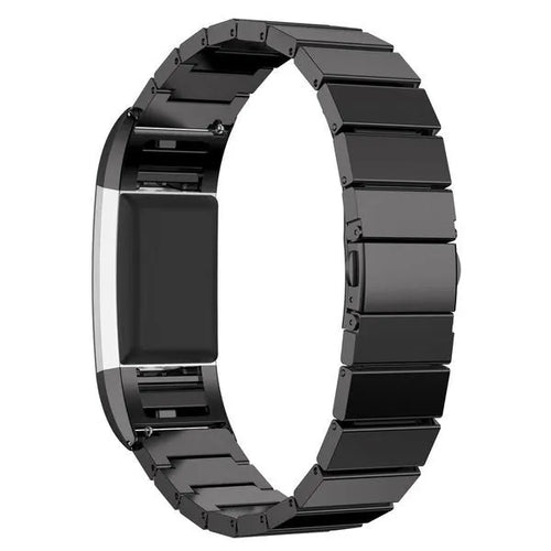 Metal Strap, black, on a watch, 3/4 rear view