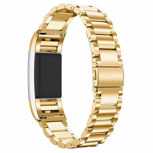 Steel Strap, gold, on a watch, 3/4 rear view