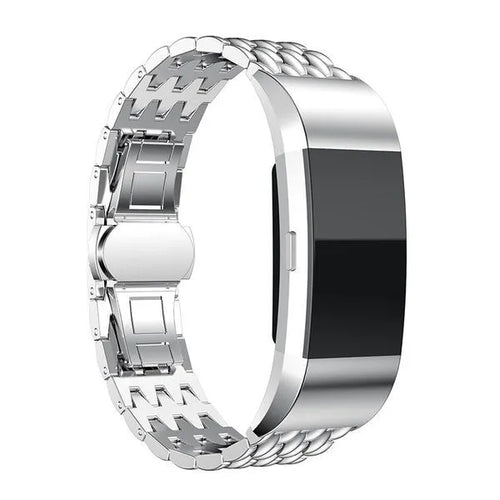 Steel Dragon Strap, silver, on a watch, 3/4 rear view
