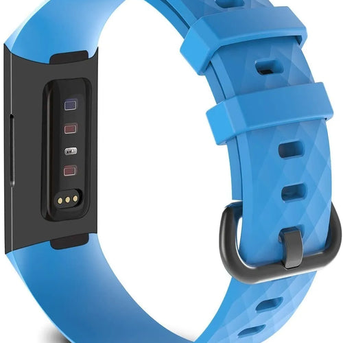 Silicone Strap, light blue, on a watch, 3/4 rear view