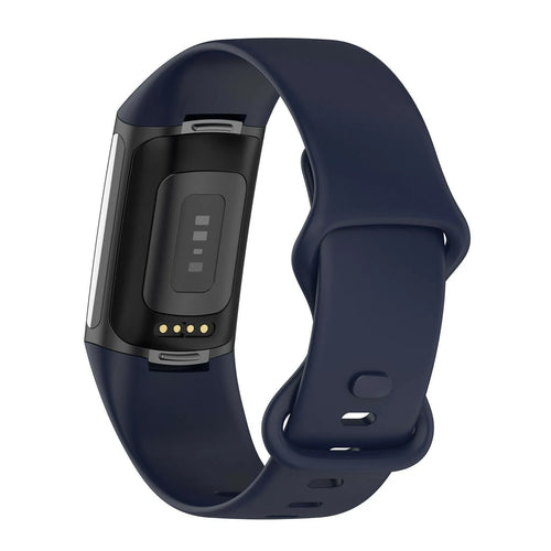 Silicone Strap, dark blue, on a watch, 3/4 rear view