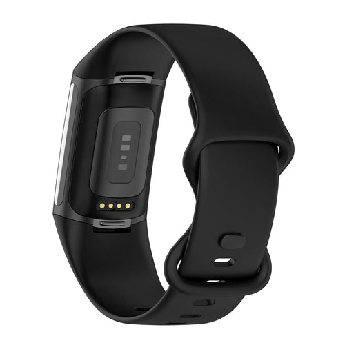 Silicone Strap, black, on a watch, 3/4 rear view