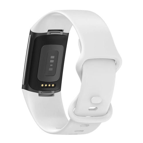 Silicone Strap, white, on a watch, 3/4 rear view