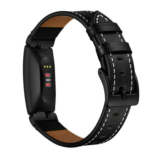 Leather Strap, black, on a watch, 3/4 rear view