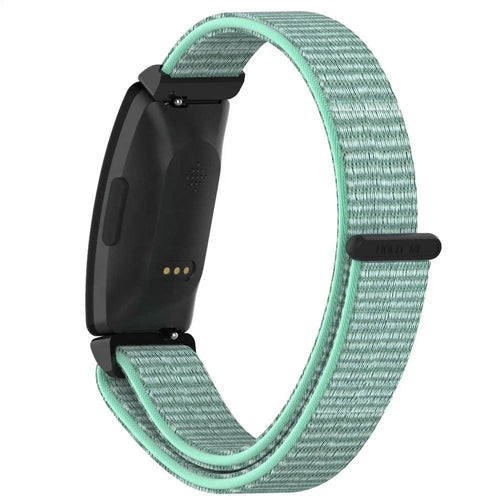 Nylon Strap, aqua, on a watch, 3/4 rear view