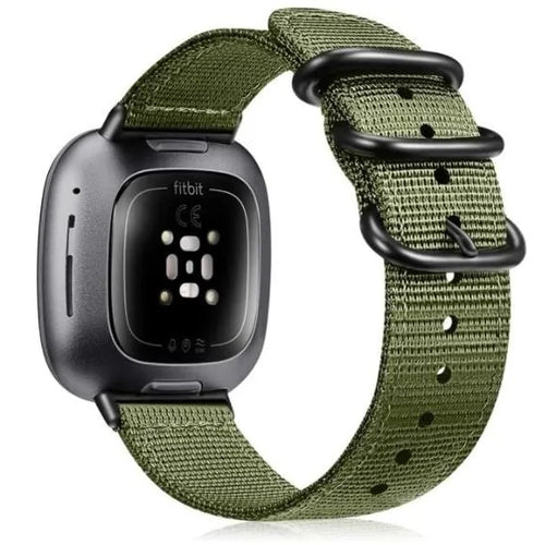 Nylon Buckle Strap, green, on a watch, 3/4 rear view