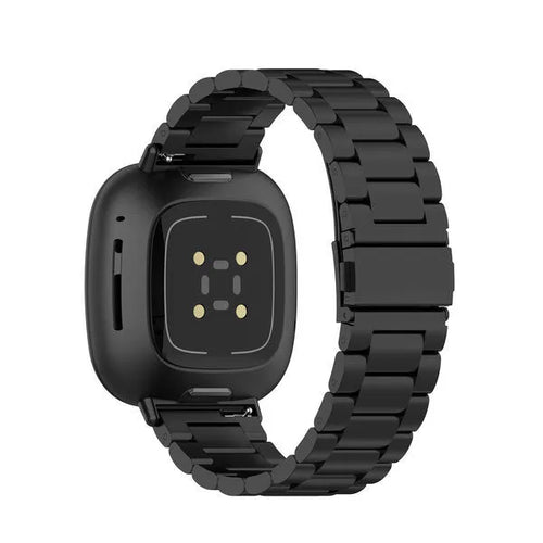 Steel Strap, black, on a watch, 3/4 rear view