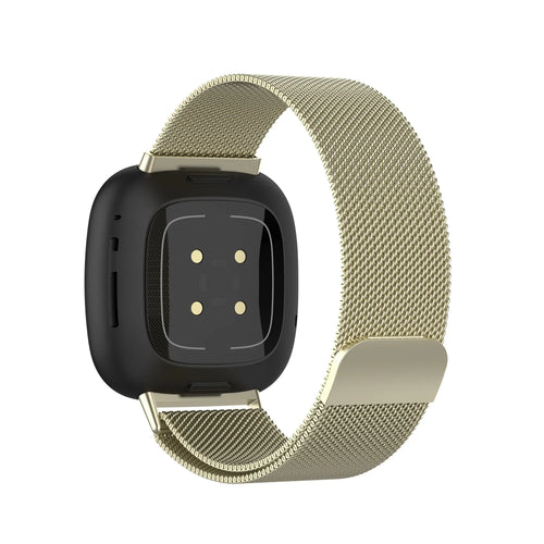 Milanese Strap, champagne, on a watch, 3/4 rear view