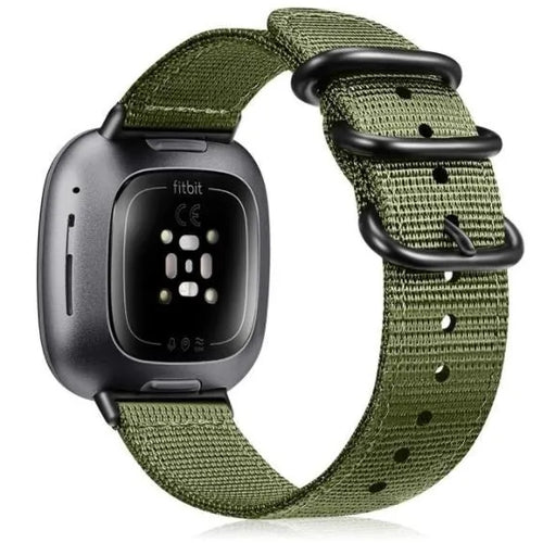 Nylon Buckle Strap, green, on a watch, 3/4 rear view