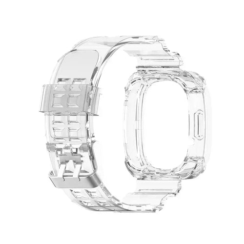 Silicone Clear TPU Strap, transparent, on a watch, 3/4 rear view