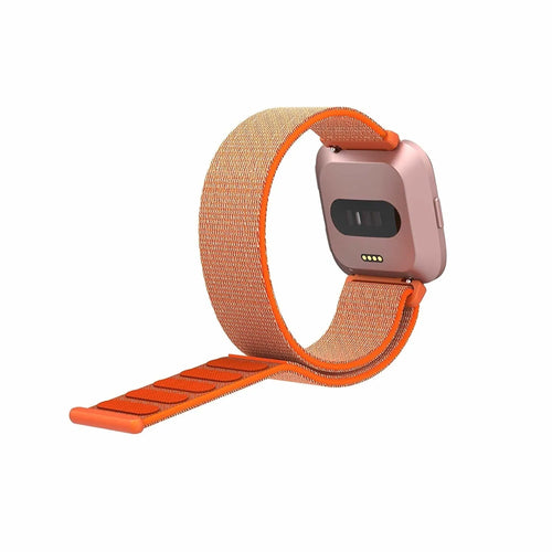 Nylon Strap, orange, on a watch, 3/4 rear view