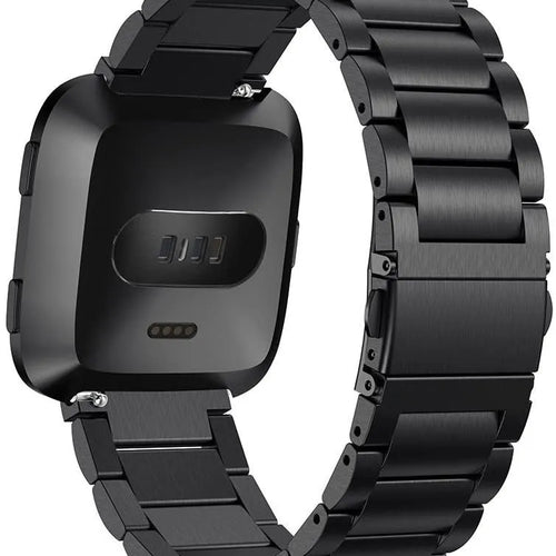 Steel Strap, black, on a watch, 3/4 rear view