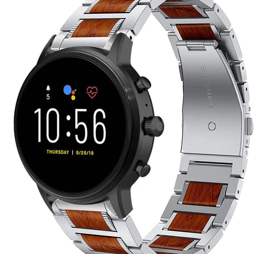 fossil-gen-5-stalen-houten-band-zilver