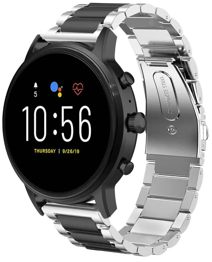 Correa acero Fossil Gen 4 Explorist HR (plateado/negro)