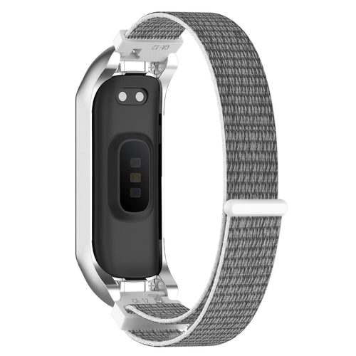 Nylon Strap, grey, on a watch, 3/4 rear view