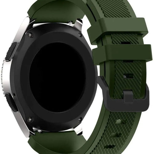 Twill Silicone Strap, army green, on a watch, 3/4 rear view