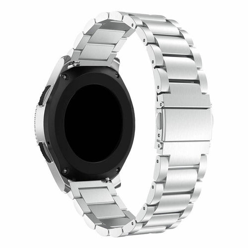 Steel Strap, silver, on a watch, 3/4 rear view