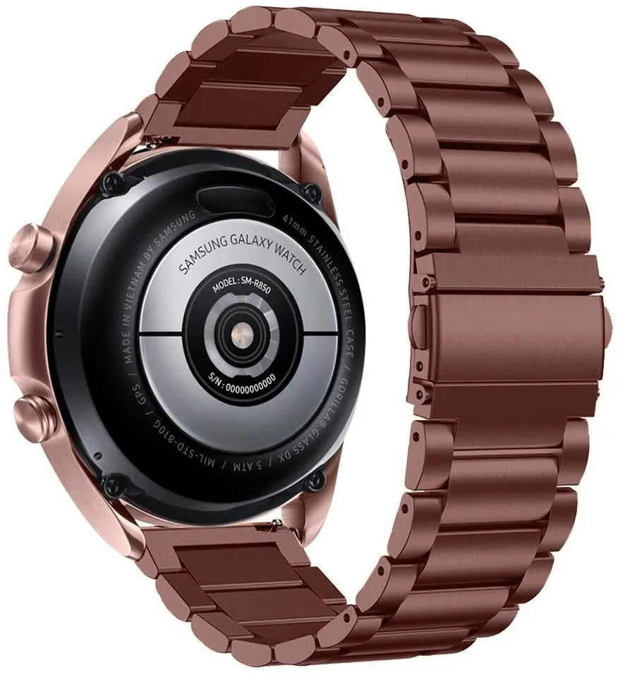Steel Strap, bronze, on a watch, 3/4 rear view
